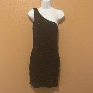 Elegant Black One-Shoulder Sequin Dress